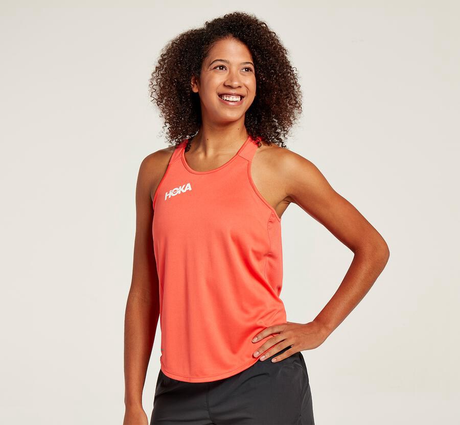 Top Hoka One One Mujer Naranjas - Performance Tank - AYUK85306